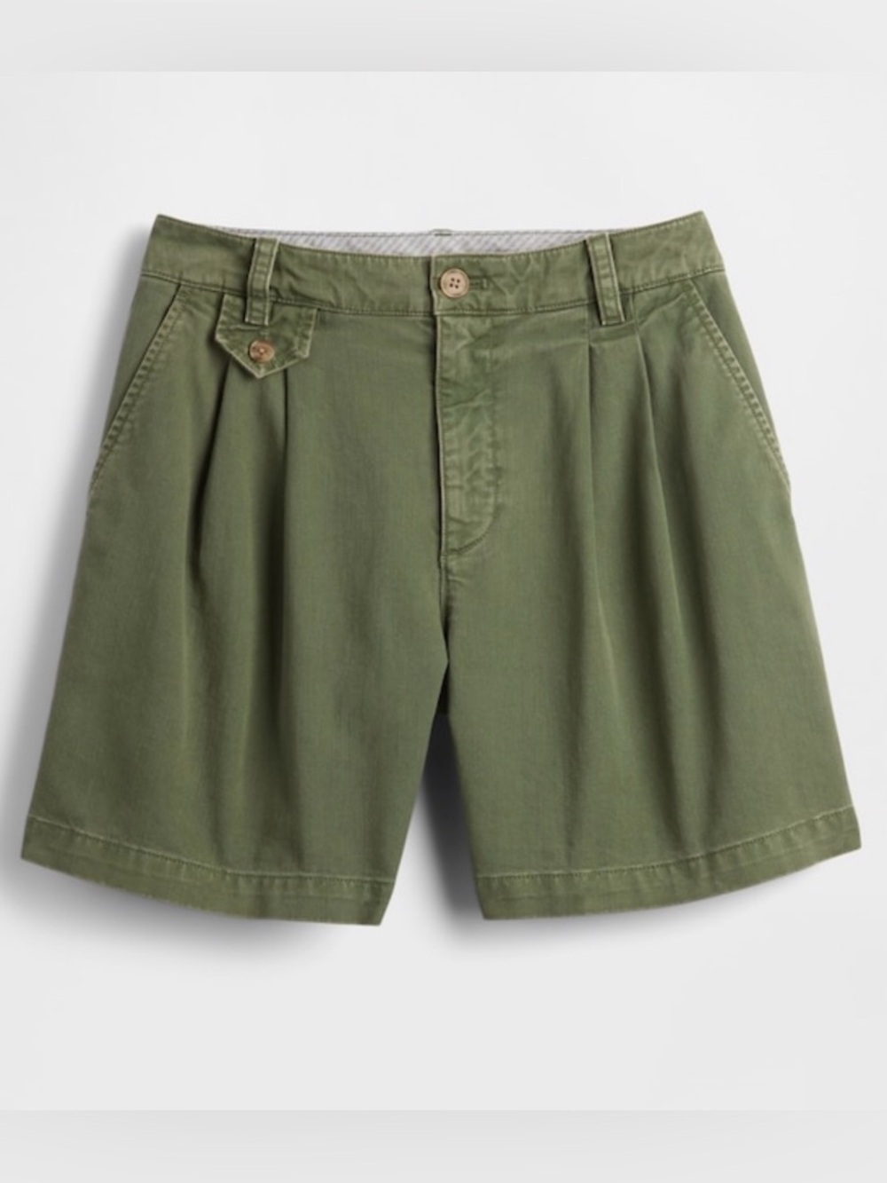 GAP Bracken Olive Green 6" Mid-Rise Twill Pleated Trouser Shorts - Picture 5 of 7